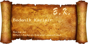 Bedenik Kazimir névjegykártya
